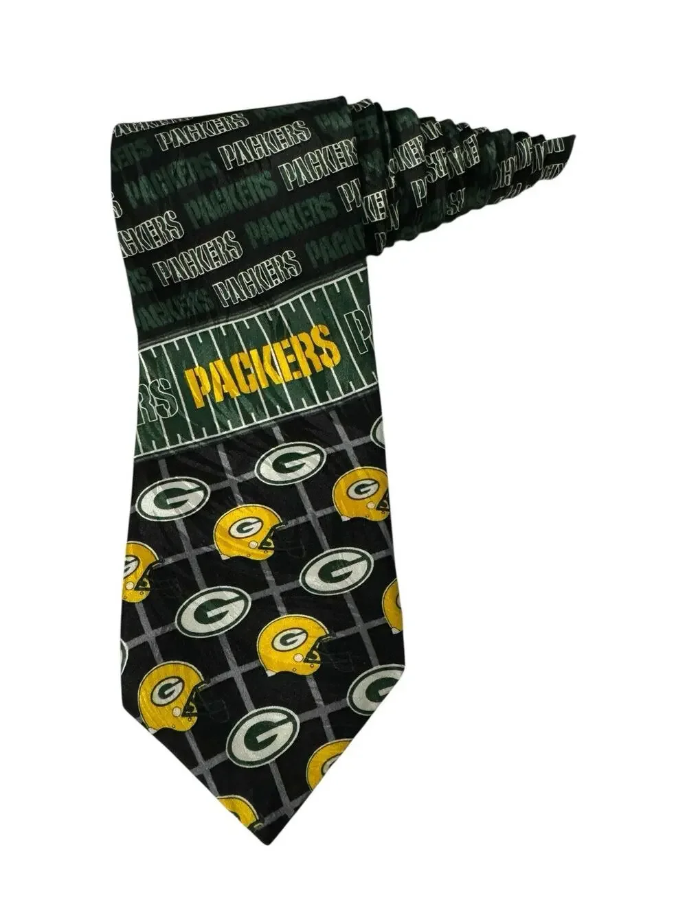 Ralph Marlin RM Sport NFL Green Bay Packers V Logo Helmet Vintage Necktie Silk